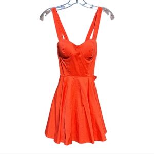 XXI Babydoll Dress Milkmaid Bubble Bow Poodle Pixie Kawaii Dopamine Coral NEW XS